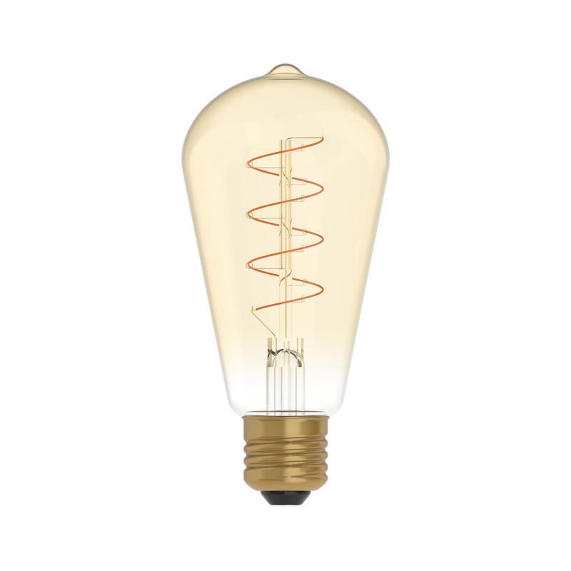 LED Golden Light Bulb C04 Carbon Line Curved Spiral Filament Edison ST64 4W 250Lm E27 1800K Dimmable