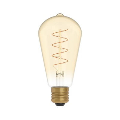 LED Golden Light Bulb C04 Carbon Line Curved Spiral Filament Edison ST64 4W 250Lm E27 1800K Dimmable