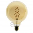 LED Golden Light Bulb - Globe G125 Curved Spiral Filament - 4W 250Lm E27 1800K Dimmable