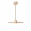 Wood suspension lamp with fabric cable and UFO lampshade