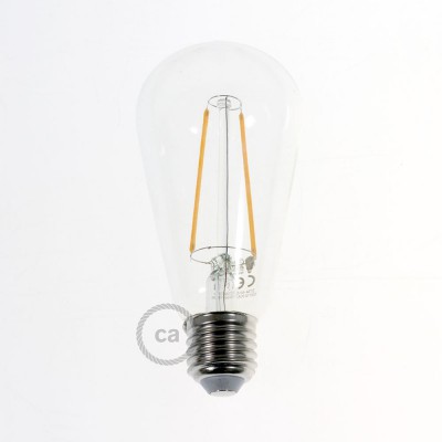 LED Transparent Light Bulb - Edison ST64 Long Filament 4.5W 400Lm 2200K