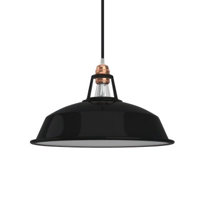 Harbour lampshade in enamelled metal with E27 fitting, 38 cm diameter - Black