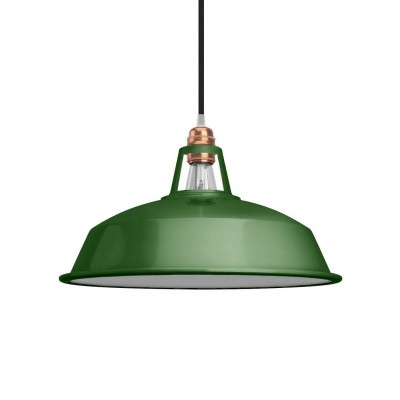 Harbour lampshade in enamelled metal with E27 fitting, 38 cm diameter - Green