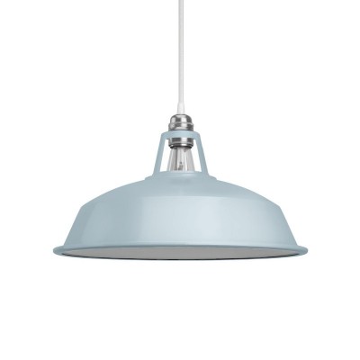 Harbour lampshade in enamelled metal with E27 fitting, 38 cm diameter - Soft blue