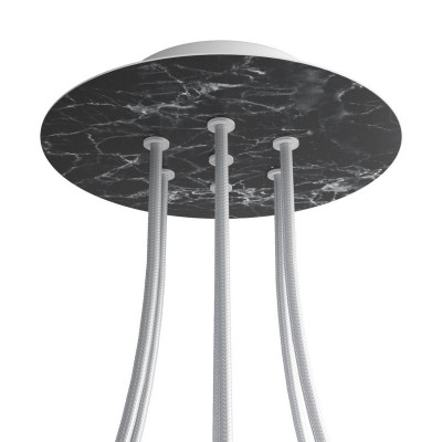 Round Rose-One 7-hole and 4 side holes ceiling rose, 200 mm - Marble Marquina