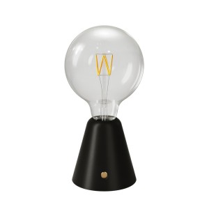 Portable and rechargeable Cabless01 LED lamp with G125 Globe light bulb - Black