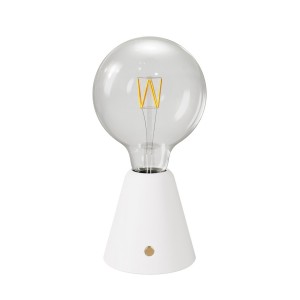 Portable and rechargeable Cabless01 LED lamp with G125 Globe light bulb - White