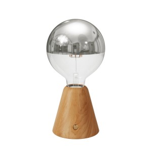 Portable and rechargeable Cabless01 LED lamp with Silver Half Sphere Globe light bulb - Neutral