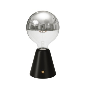 Portable and rechargeable Cabless01 LED lamp with Silver Half Sphere Globe light bulb - Black