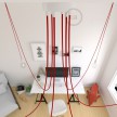 Spider, multiple suspension with 6 pendants, white metal, RM09 Red cable, Made in Italy.