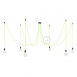 Spider, multiple suspension with 6 pendants, black metal, RF10 Neon Yellow cable, Made in Italy.