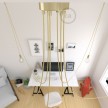 Spider, multiple suspension with 6 pendants, brass metal, RR13 Brass coloured Copper cable, Made in Italy.