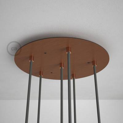 Round 35 cm Satin Copper XXL Ceiling Rose with 6 holes + Accessories