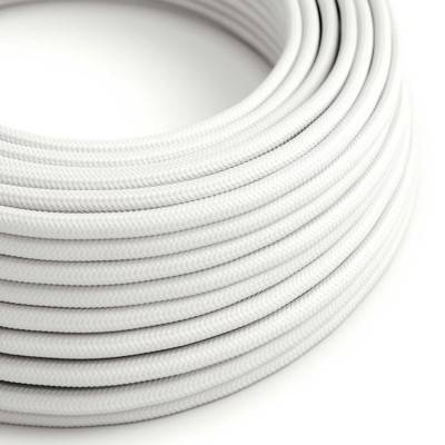 Round Electric Cable covered by Rayon solid color fabric RM01 White