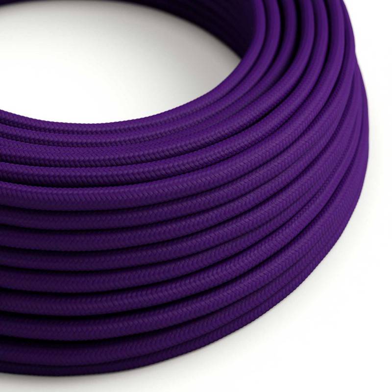 Round Electric Cable covered by Rayon solid color fabric RM14 Violet