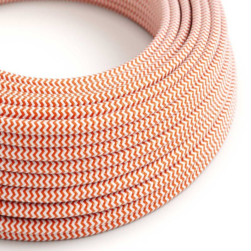 Round Electric Cable covered by Rayon fabric ZigZag RZ15 Orange