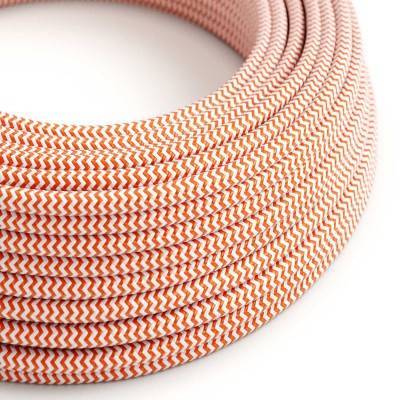 Round Electric Cable covered by Rayon fabric ZigZag RZ15 Orange