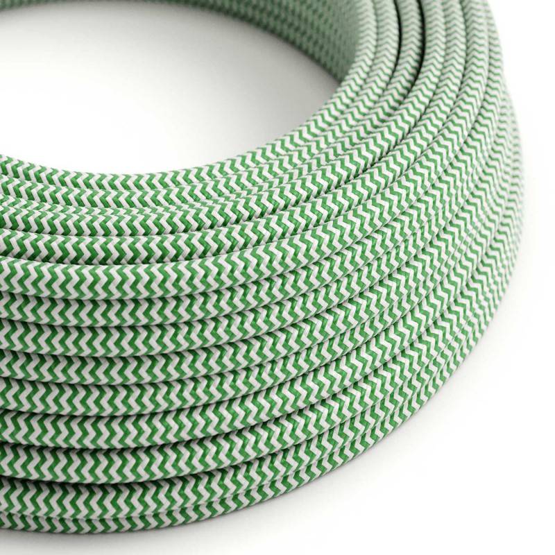 Round Electric Cable covered by Rayon fabric ZigZag RZ06 Green