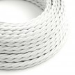 Twisted Electric Cable covered by Rayon solid color fabric TM01 White