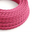 Twisted Electric Cable covered by Rayon solid color fabric TM08 Fuchsia