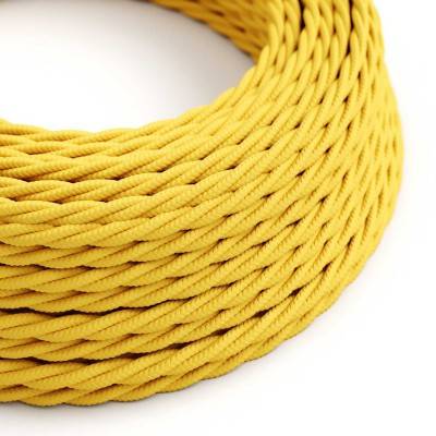 Twisted Electric Cable covered by Rayon solid color fabric TM10 Yellow