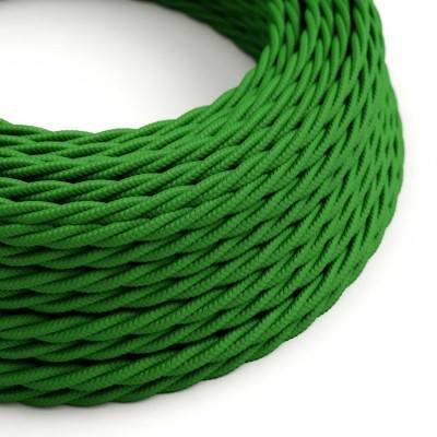 Twisted Electric Cable covered by Rayon solid color fabric TM06 Green