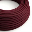 Round Electric Cable covered by Rayon solid color fabric RM19 Burgundy