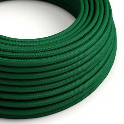 Round Electric Cable covered by Rayon solid color fabric RM21 Dark Green