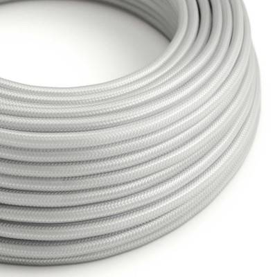 Round Electric Cable covered by Rayon solid color fabric RM02 Silver