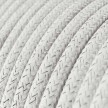 Round Glittering Electric Cable covered by Rayon solid color fabric RL01 White