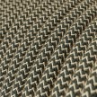 Round Electric Cable covered by Anthracite ZigZag Cotton and Natural Linen RD74