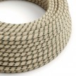 Round Electric Cable covered by Anthracite Stripes Cotton and Natural Linen RD54