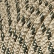 Round Electric Cable covered by Anthracite Stripes Cotton and Natural Linen RD54