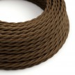 Twisted Electric Cable covered by Cotton solid color fabric TC13 Brown