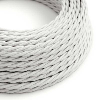 Twisted Electric Cable covered by Cotton solid color fabric TC01 White