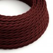 Twisted Electric Cable covered by solid silk effect fabric TM19 Burgundy