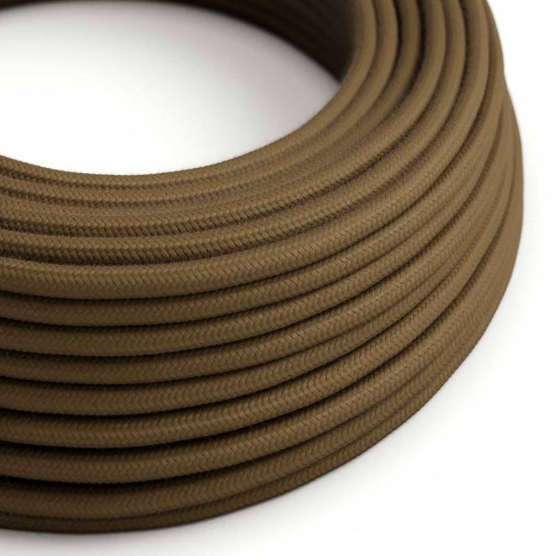 Round Electric Cable covered by Cotton solid color fabric RC13 Brown