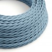 Twisted Electric Cable covered by Cotton solid color fabric TC53 Ocean