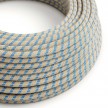 Round Electric Cable covered by Steward Blue Stripes Cotton and Natural Linen RD55