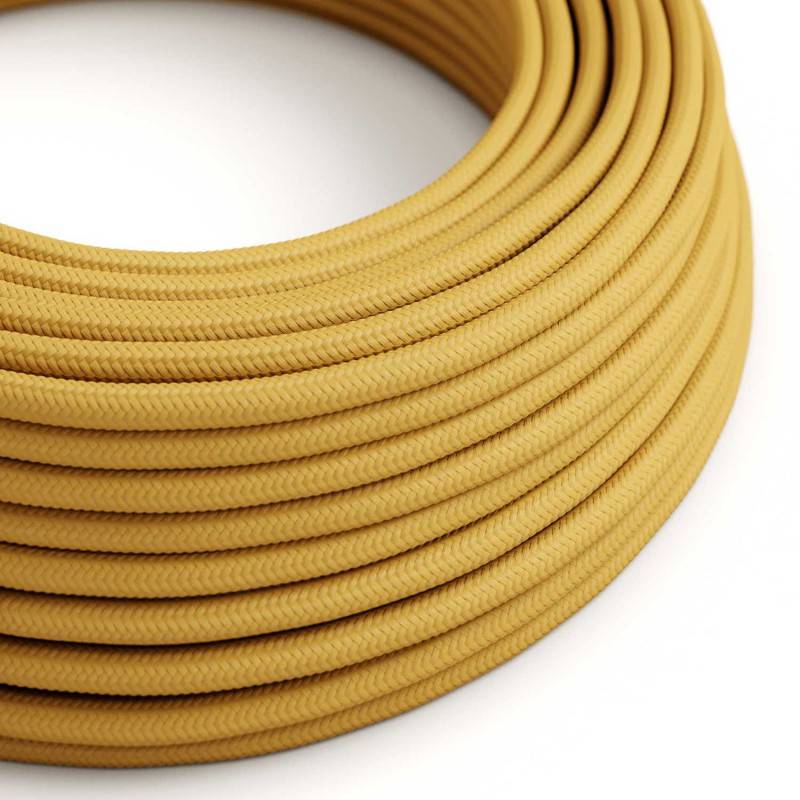 Round Electric Cable covered by Rayon solid color fabric RM25 Mustard