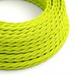 Twisted Electric Cable covered by Rayon solid color fabric TF10 Fluo Yellow