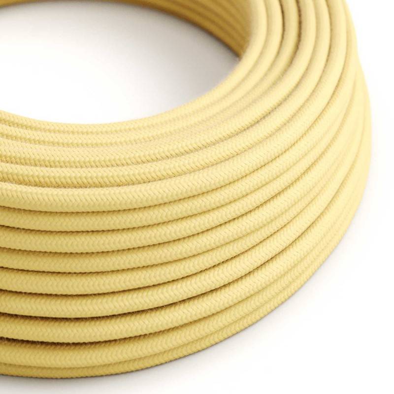 Round Electric Cable covered by Cotton fabric RC10 Pale Yellow