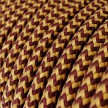 Round Electric Cable covered in Rayon - ZigZag Gold and Burgundy RZ23