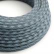 Round Electric Cable covered in Cotton - Bicoloured Stone Grey and Ocean RP25