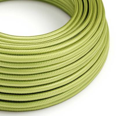 Round Electric Cable covered in Rayon solid color fabric - RM32 Kiwi