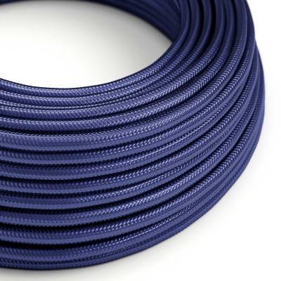 Round Electric Cable covered in Rayon solid color fabric - RM34 Sapphire