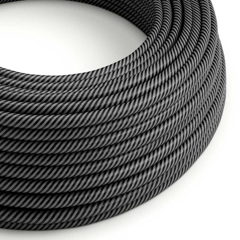 Round Electric Vertigo HD Cable covered by Graphite and Black Thin Stripes fabric ERM38