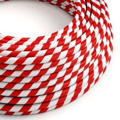 Round Electric Vertigo HD Cable covered by Candy Cane fabric ERM39