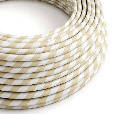 Round Electric Vertigo HD Cable covered by Cream and Nut Wide Stripes fabric ERM56