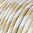 Round Electric Vertigo HD Cable covered by Cream and Nut Wide Stripes fabric ERM56